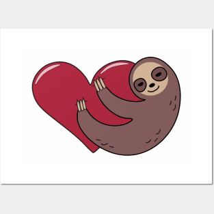 Sloth Hug Heart Snuggle Posters and Art